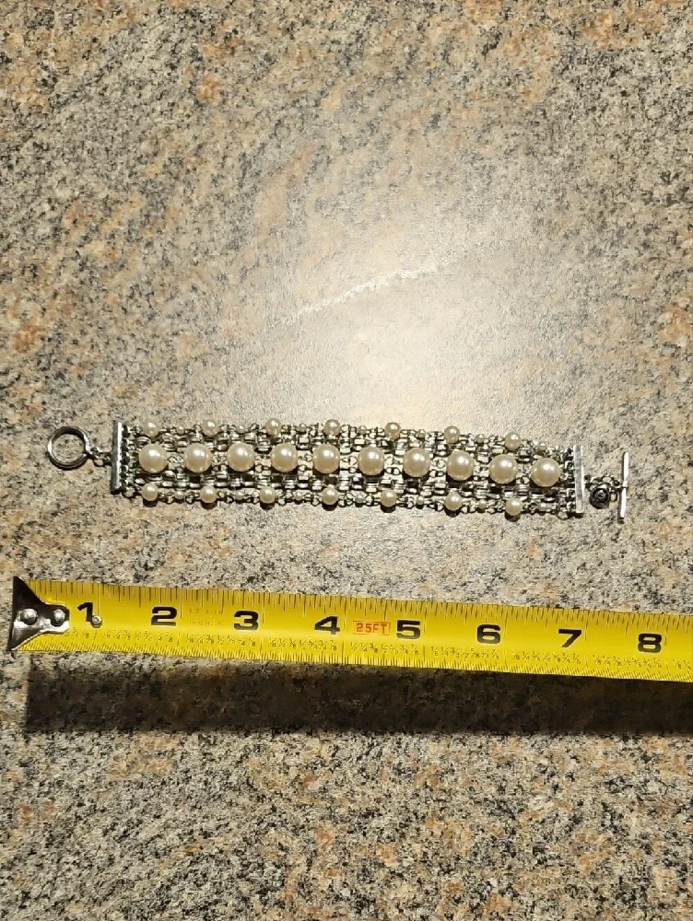 CHICO'S-1946 Silver & Pearl Multi-Strand Bracelet